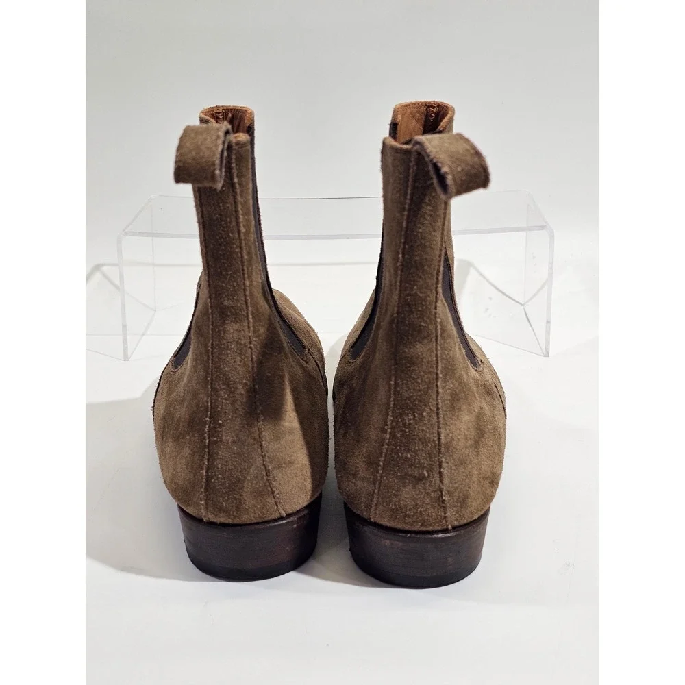 Oro Chelsea Boots Men 13 Brown Suede Leather Lined Pull On Almond Toe Ankle Boot